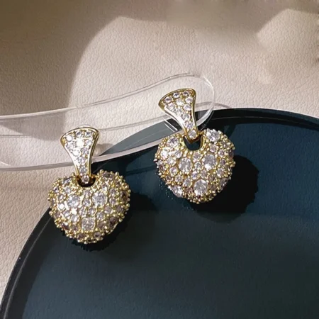 Peach Heart Love Dangle Earrings