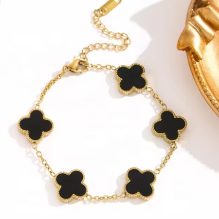 Black Four Clover Flower Bracelet