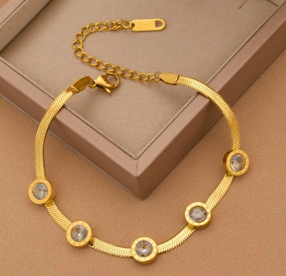 Round Diamond Gold Plated Bracelets