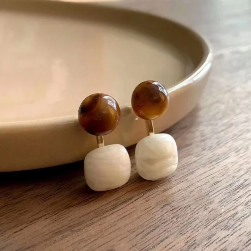 Amber Coffee Autumn Winter Earrings