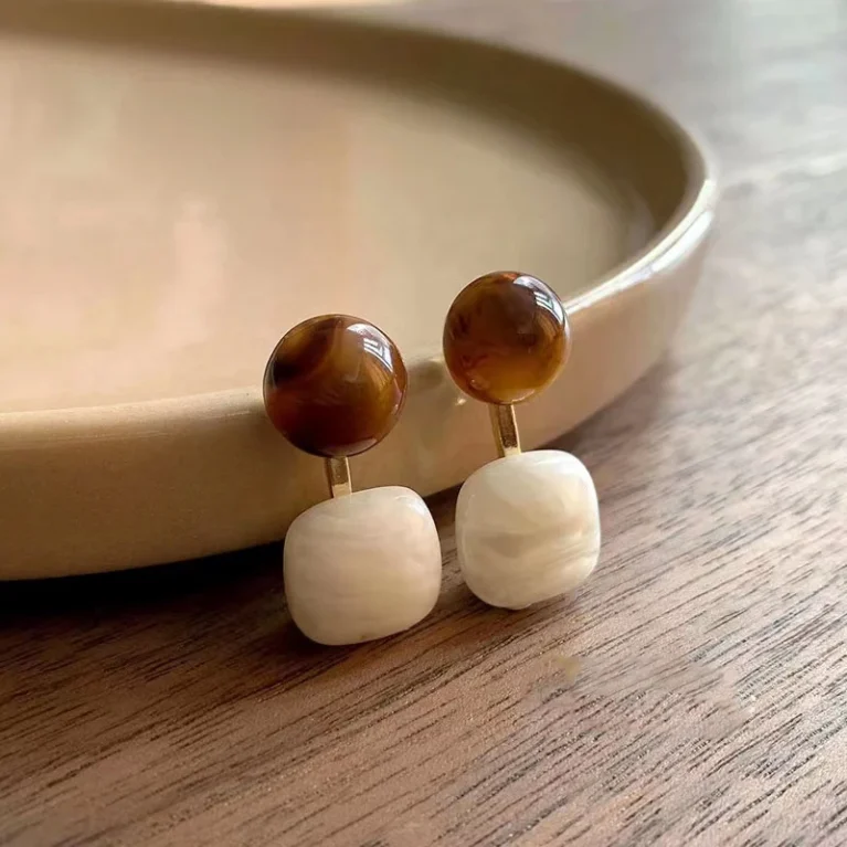 Amber Coffee Autumn Winter Earrings