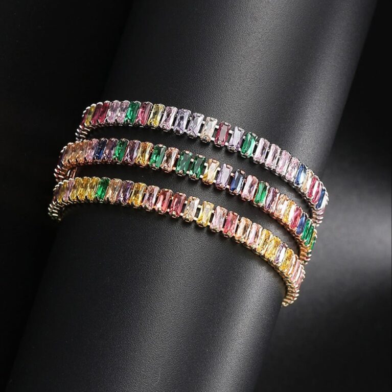Unique Women Golden, Multi-color Tennis Bracelet