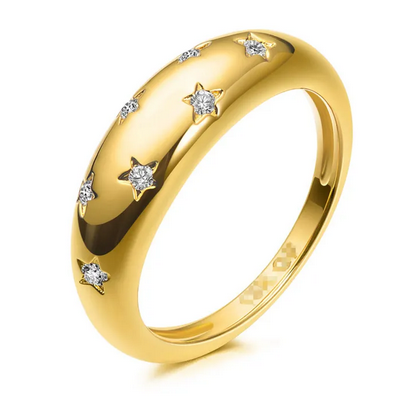 Carat Pentagram Ring Faux Crystal