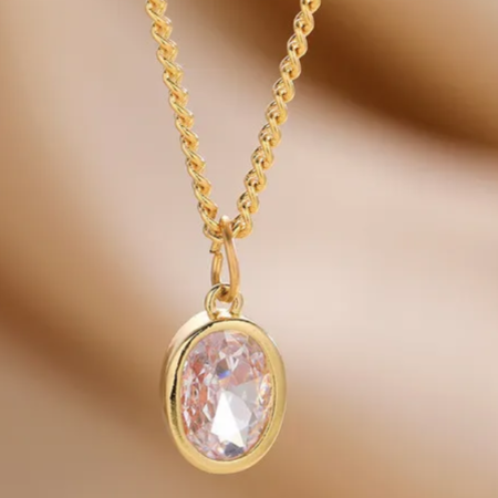 Crystal Pendant Necklace Gold Metal Clavicle Chain