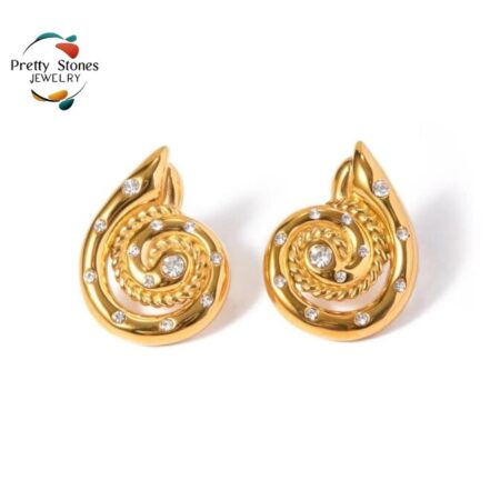 Crystal Studded Snail Hoops