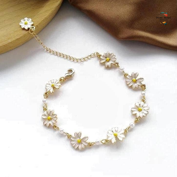 Korea Sweet Simple Flower Daisy Bracelet Adjustable