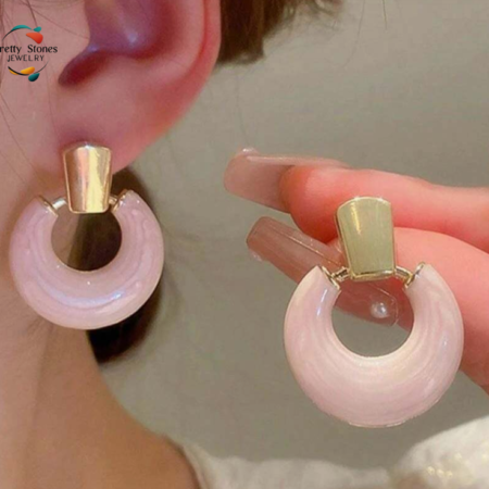 Epoxy Geometric Earring Stud Gold