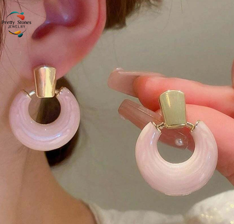 Epoxy Geometric Earring Stud Gold