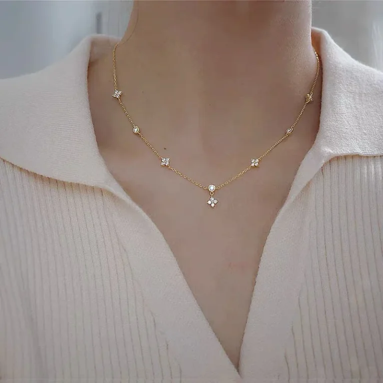 Four-leaf Flower Zircon Chain Jewelry Sets