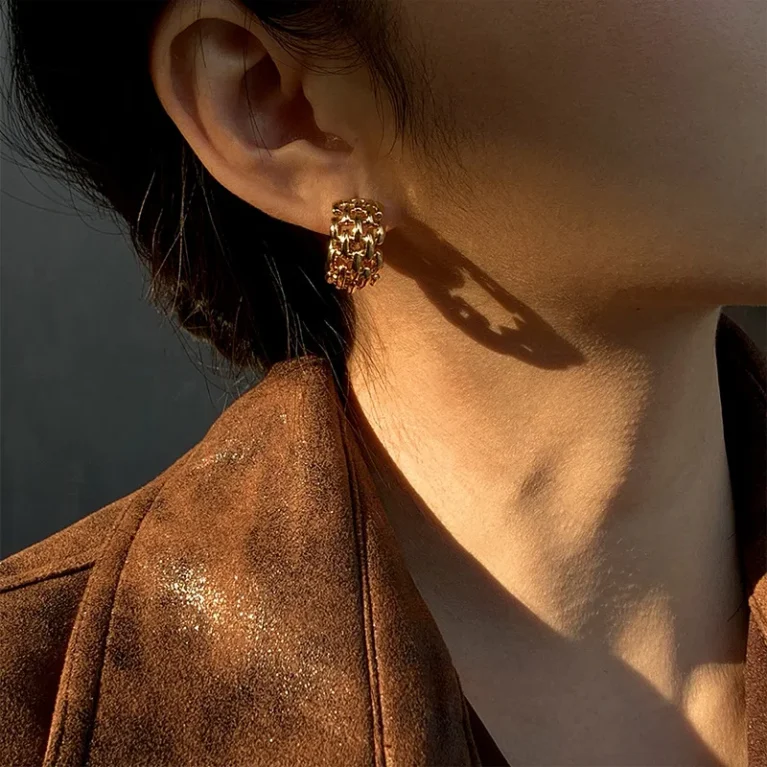 Hemp Chain Woven Circle Earrings