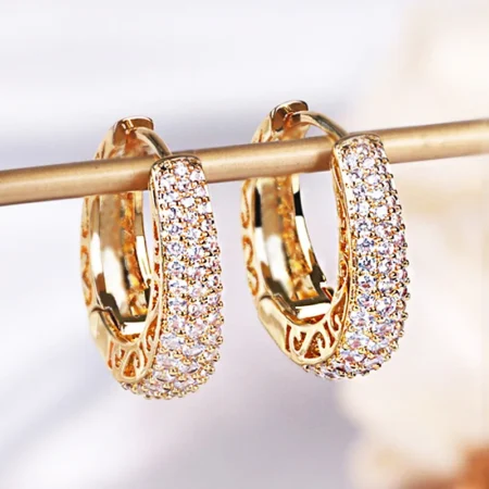 Huitan Chic Hoop Earrings Full with Dazzling