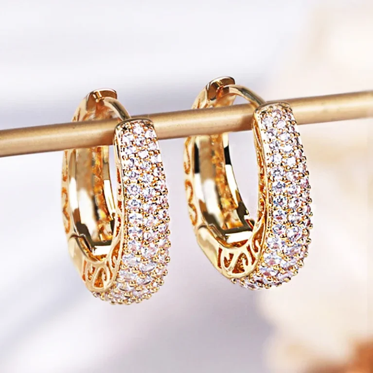 Huitan Chic Hoop Earrings Full with Dazzling