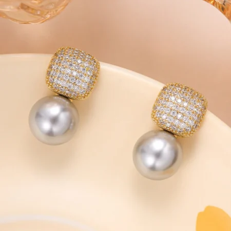 Metal Pearl Drop Earrings