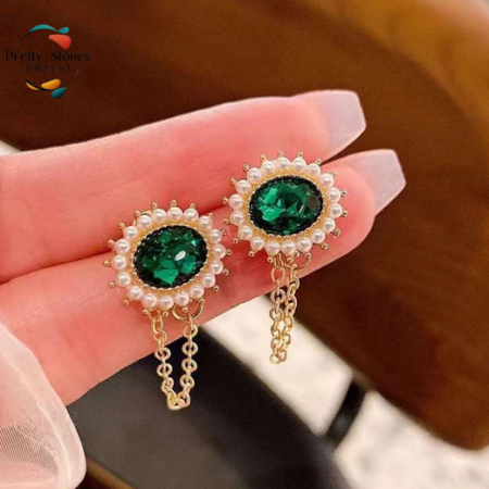 Oval Chain Drop Earrings Pair