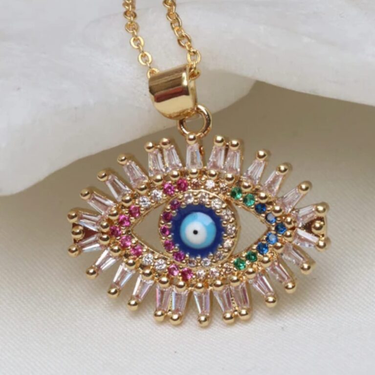 Evil Eye Multi Stones Necklace-Pendant