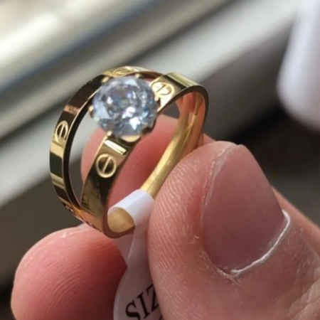 Double Rings Gold Plated Diamond