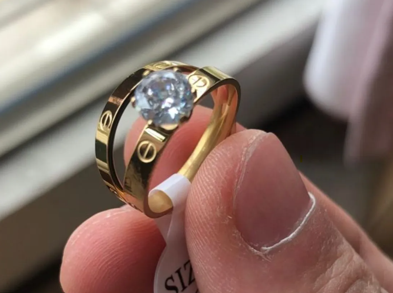Double Rings Gold Plated Diamond