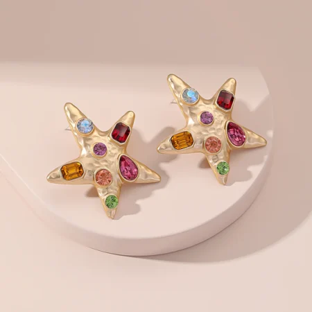 Rectangle Drop Earrings Starfish Dangle