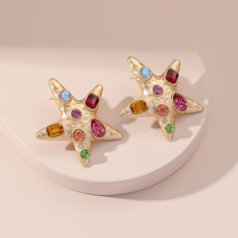 Rectangle Drop Earrings Starfish Dangle