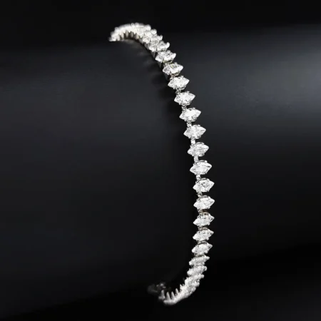 New Marquise Oval Square Cut Luxury Silver Color on Hand Tennis Bracelet