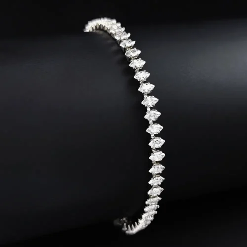 New Marquise Oval Square Cut Luxury Silver Color on Hand Tennis Bracelet
