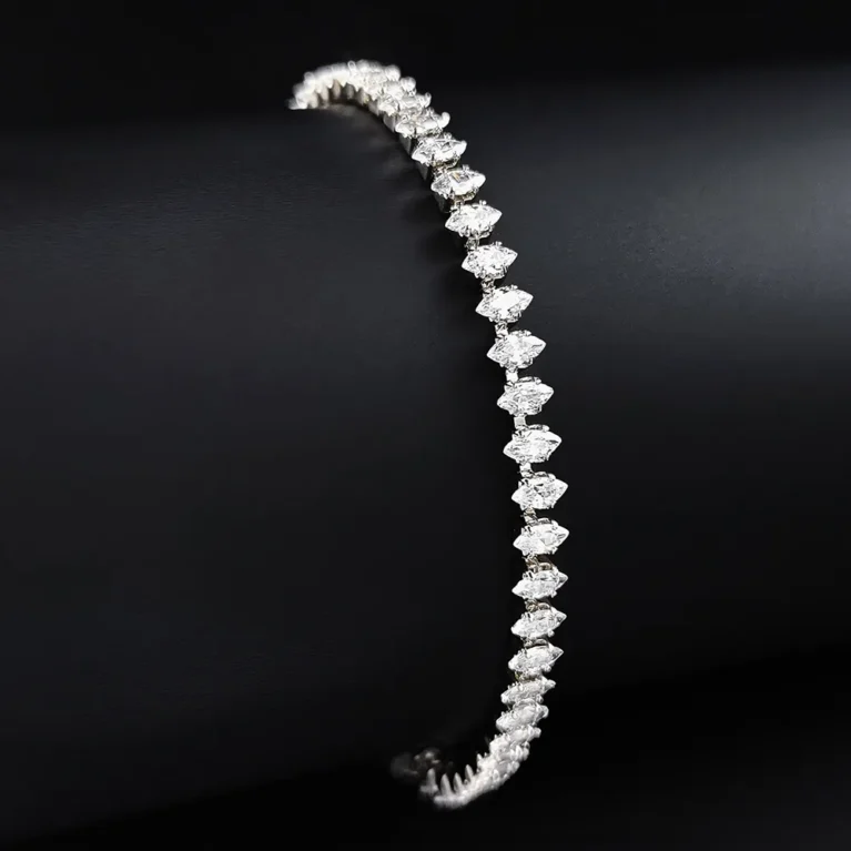 New Marquise Oval Square Cut Luxury Silver Color on Hand Tennis Bracelet