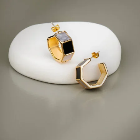 C Hexagon Earrings in Two colors