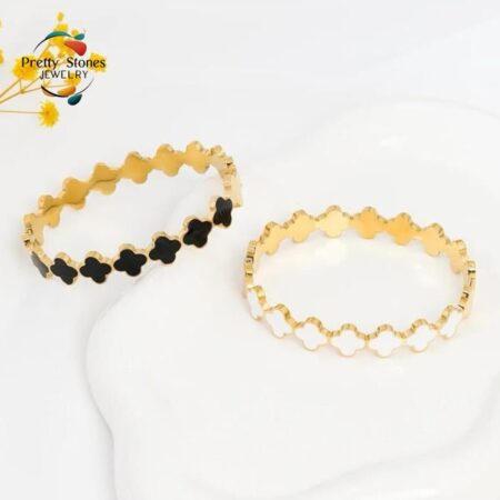 Four Leaf Clover Bracelet Bangle Stainless