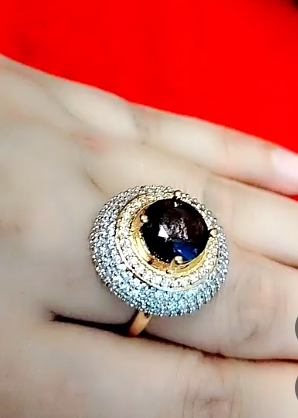 Adjustable Gold Plated Zircon Purple Stone