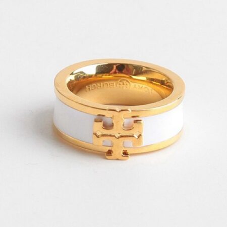 Enameled White & Gold Ring