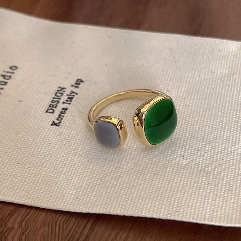 CRGH351 WNS Grey & Green Painted Ring Adjustable