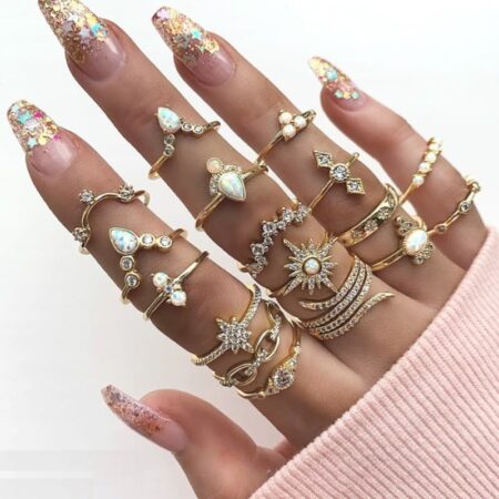 CRGH406 LQP *Star* Zigzag 17 Midi Rings
