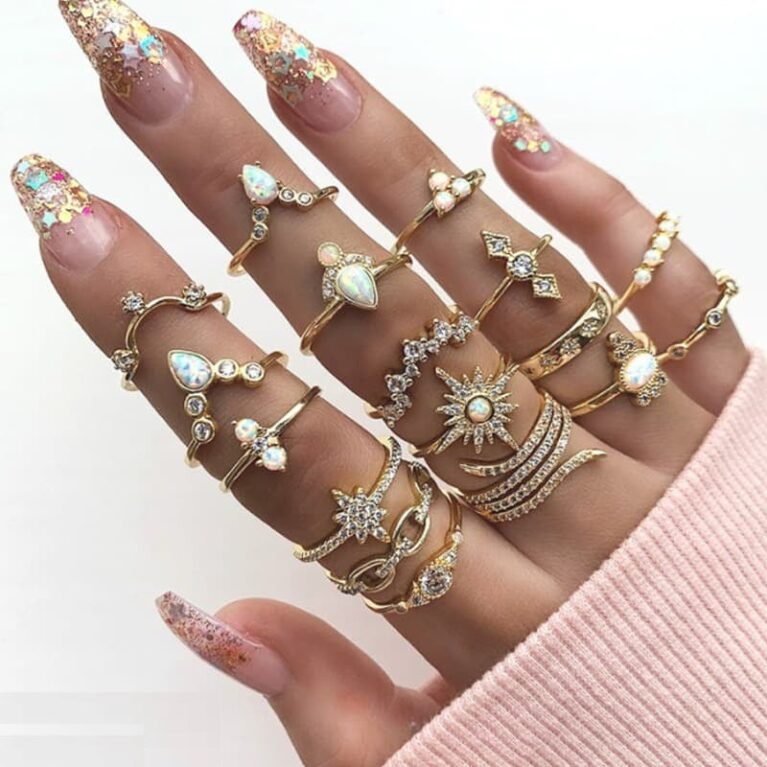 CRGH406 LQP *Star* Zigzag 17 Midi Rings