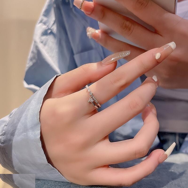 Triangle Pearl  Ring 6 Size - Crsh