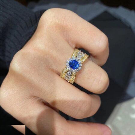TRGH093 GWH Oval/Circle Layered ZIRCON Ring Adjustable