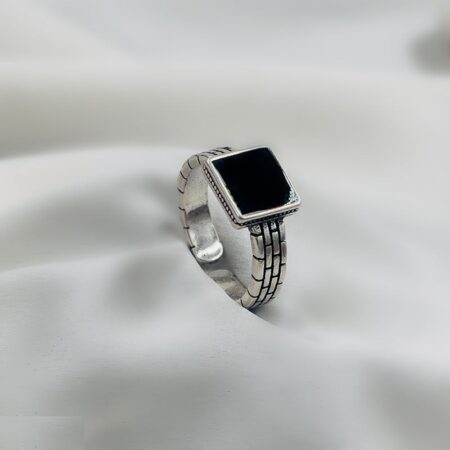 CRSH497 WNS Painted Black Square Ring Adjustable