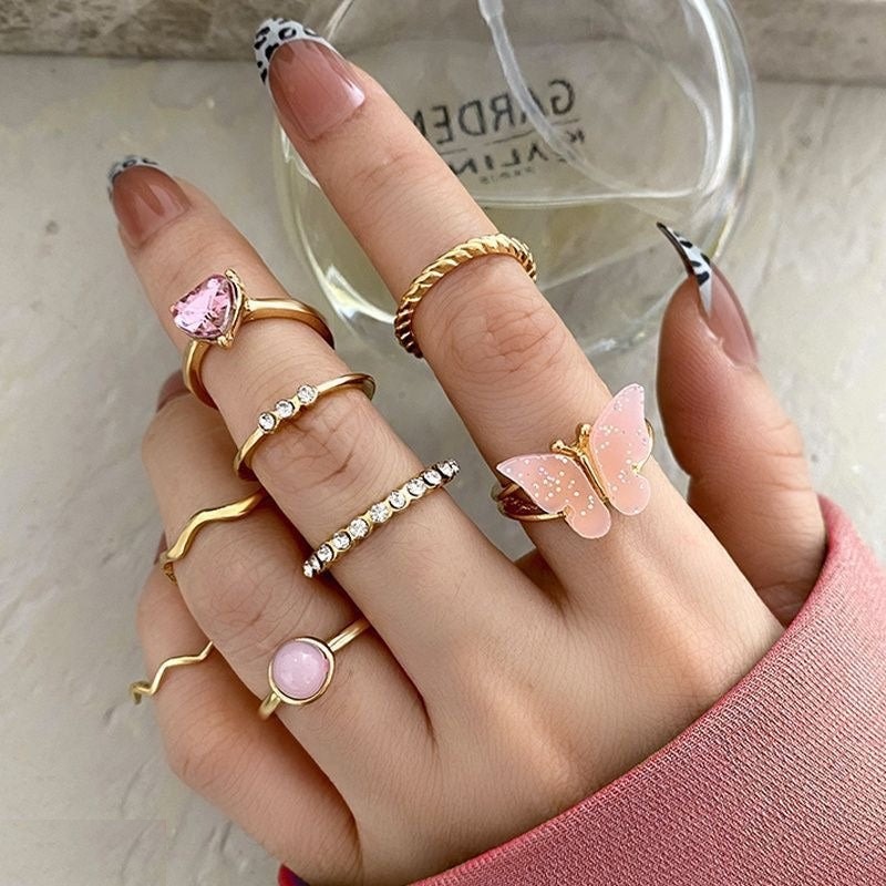 Heart/Butterfly 8 Midi Rings