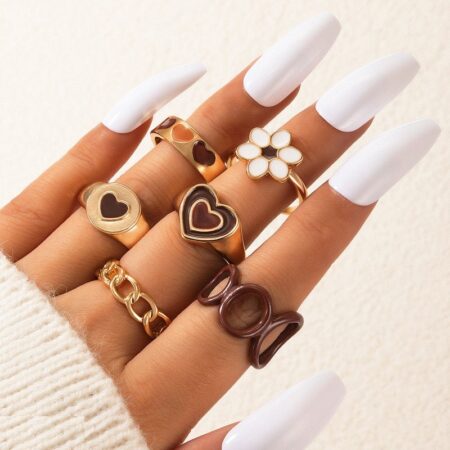 Flower/Heart 6 Midi Rings