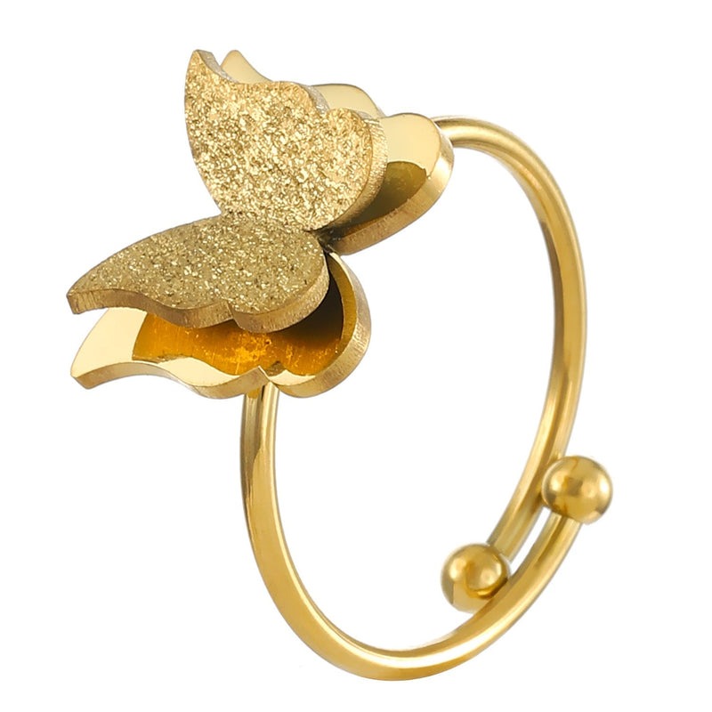 Stainless Steel Double Butterfly Ring Adjustable