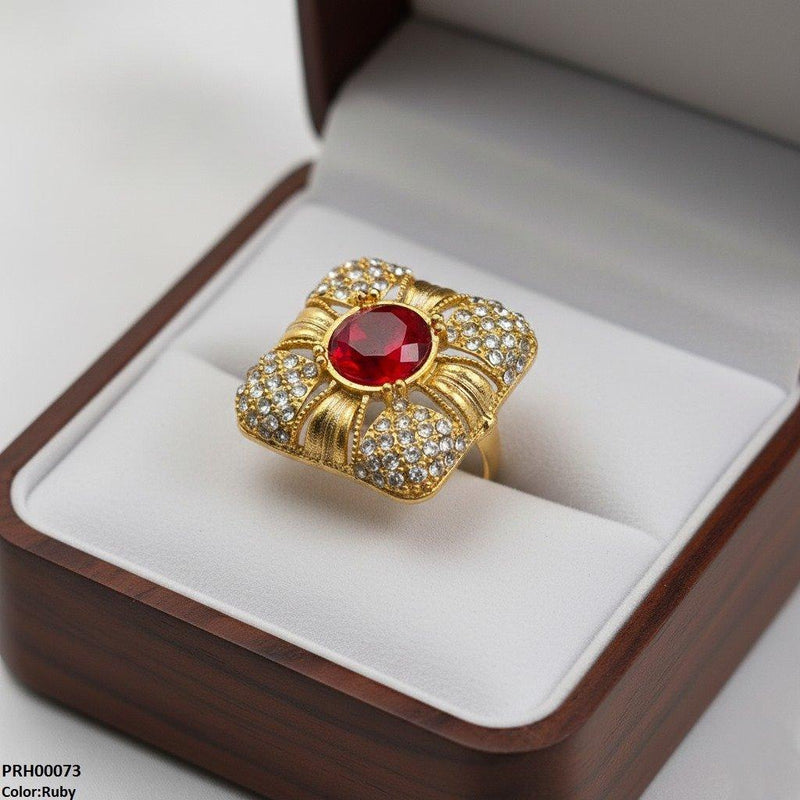 Round Stone Ring Adjustable - PRH