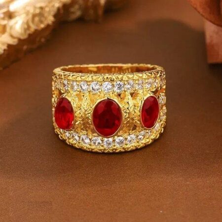 Oval Red Stone ZIRCON Ring - TRGH