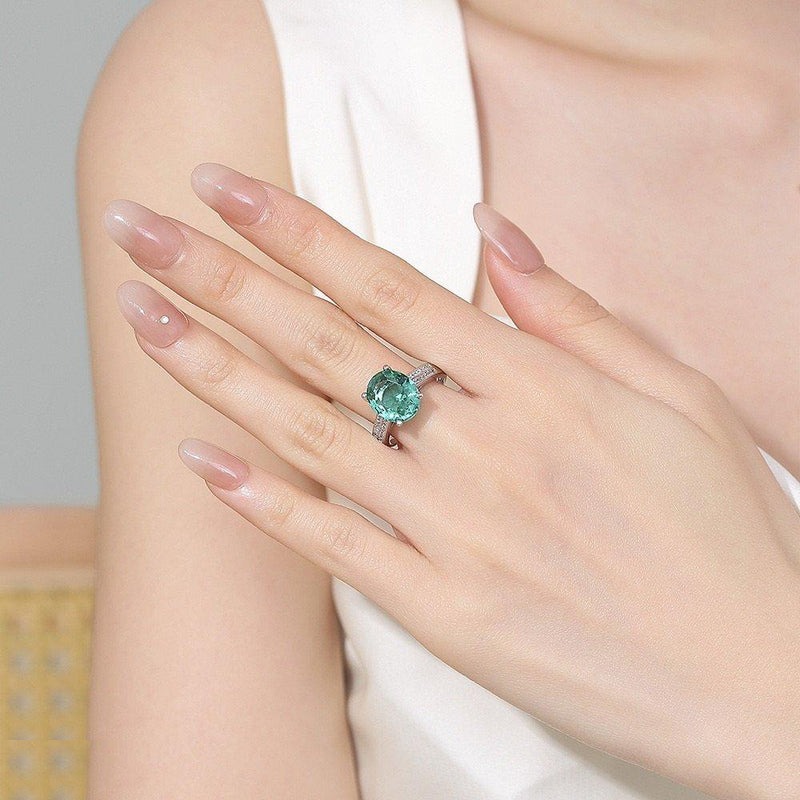 Oval Zircon Stone Ring Adjustable - TRSH