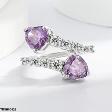 Round Heart Stone Ring Adjustable - TRSH