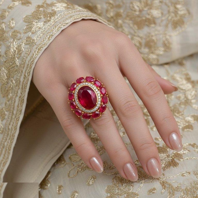 Oval Flower Ring Adjustable - PRH