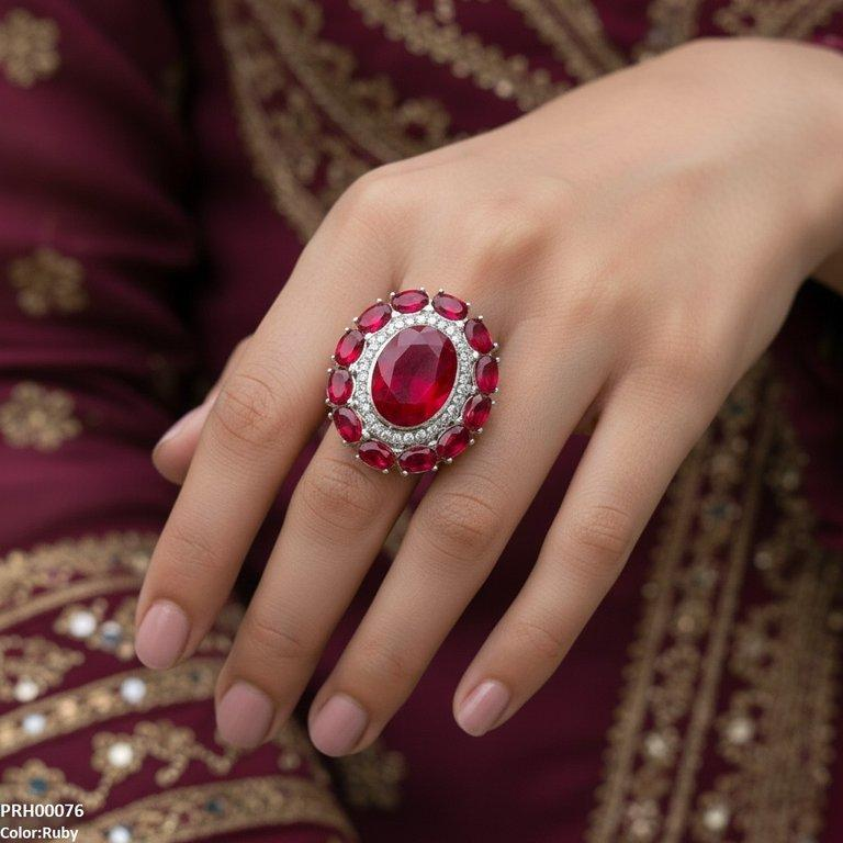 Oval Flower Ring Adjustable - PRH