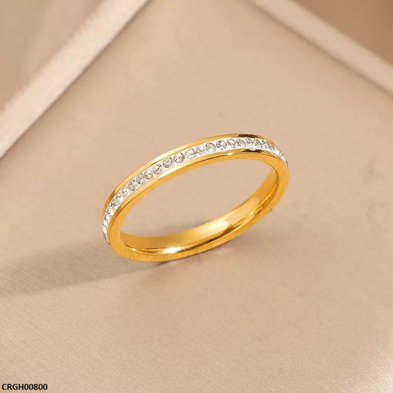 Stainless Steel Round Stone  Ring - CRGH