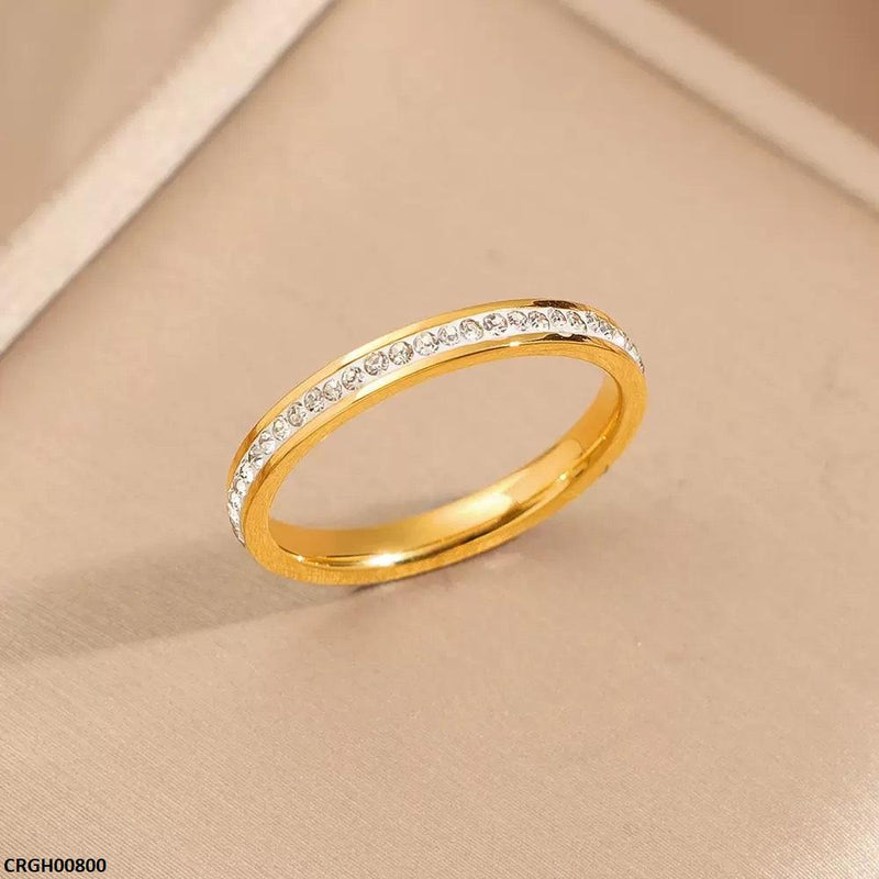 Stainless Steel Round Stone  Ring - CRGH