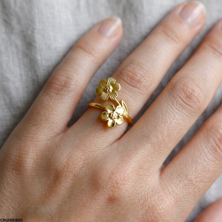 Stainless Steel Double Flower Ring Adjustable - CRGH