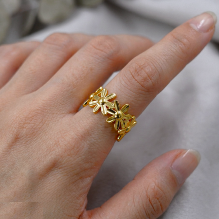Stainless Steel Flora Crown Ring Adjustable - CRGH