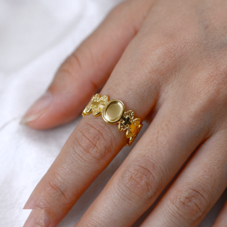 Stainless Steel Oval Vintage Ring Adjustable - CRGH